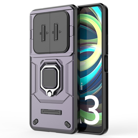 Case for Xiaomi Redmi A3, KickStand Camera Lens, purple