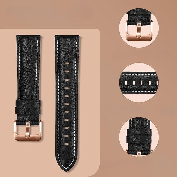 Universal Leather Strap 20mm, Black