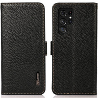 KHAZNEH RFID case for Samsung Galaxy S23 Ultra, Litchi Texture, black