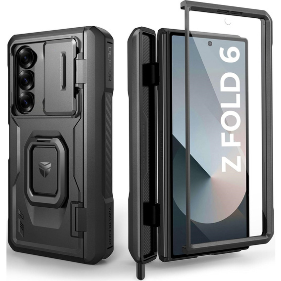 Armored case for Samsung Galaxy Z Fold 6 5G, Dexnor Full Body S-Pen Slot, black