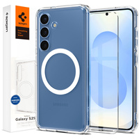 Spigen MagSafe Case for Samsung Galaxy S25, Ultra Hybrid, transparent / white + 9H Tempered Glass