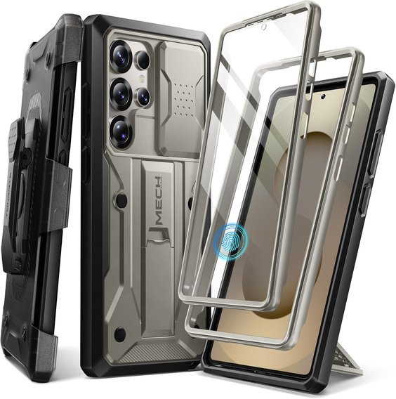 Rugged Case for Samsung Galaxy S25 Ultra – Tongate MECH Series Belt Clip, TiGray