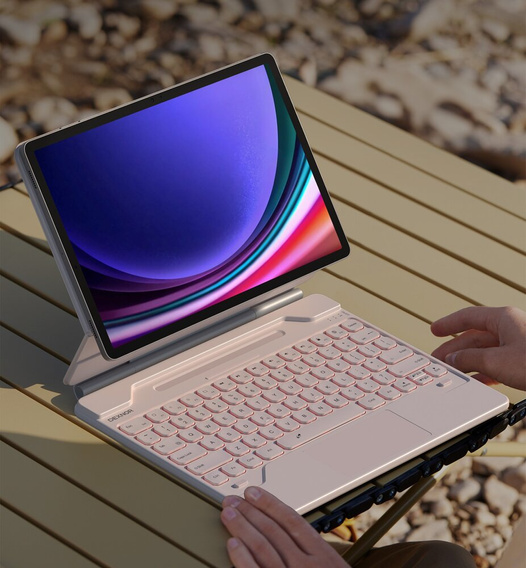 Keyboard case for Samsung Galaxy Tab S7+ / S7 FE / S9+ / S8+ / S9 FE+ / S10+, Dexnor Magnetic Keyboard Touchpad, pink