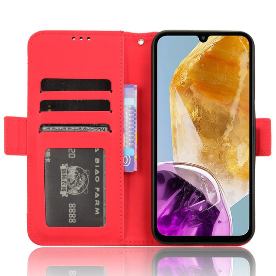 Flip case for Samsung Galaxy M15 5G, Card Slot, red