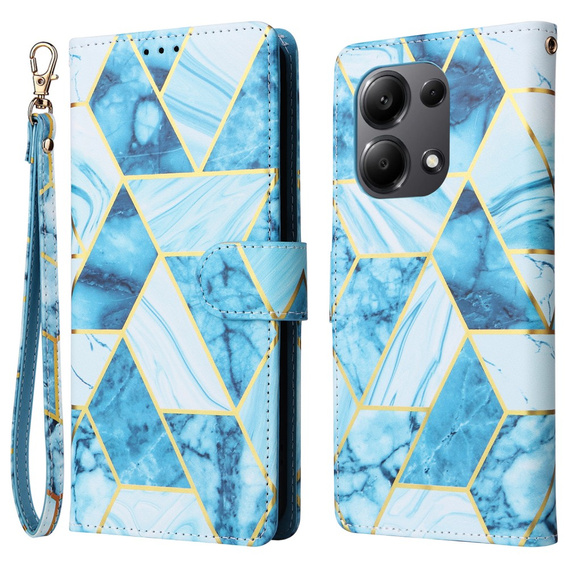 Flip case for Xiaomi Redmi Note 13 Pro 4G / Xiaomi Redmi Note 14S / Xiaomi Poco M6 Pro 4G, Wallet, Marble blue