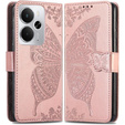 Flip case for Realme 14 5G / Realme 14T 5G, Butterfly, pink rose gold