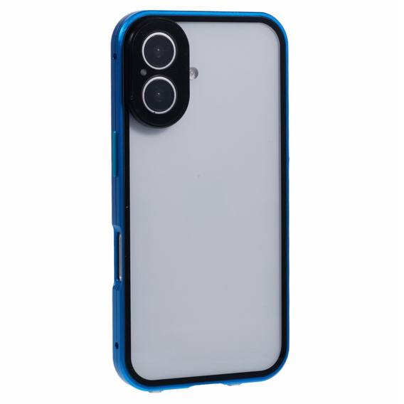 Case for iPhone 16, Magnetic Dual Glass, blue