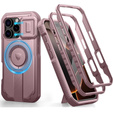 Armored case for iPhone 16 Pro, Dexnor CamProtect MagSafe, pink (Two frames)