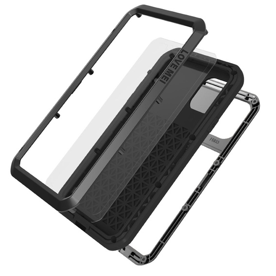 Love Mei Case for iPhone 11, armored with glass, black