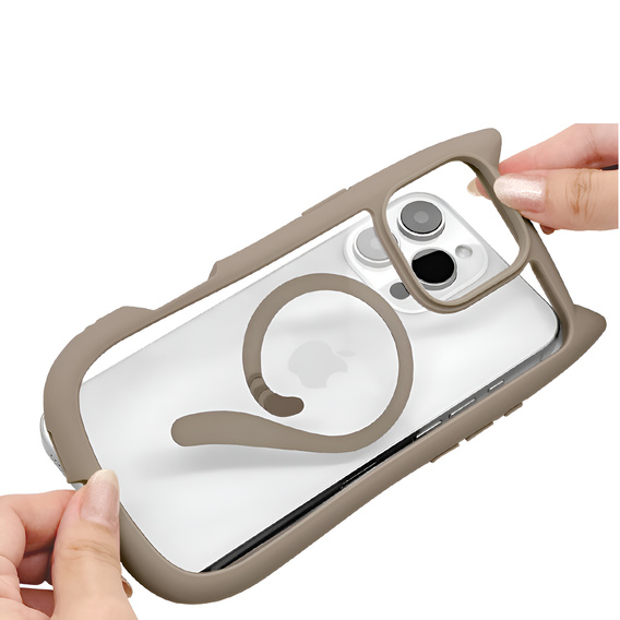 Case for iPhone 16 Pro, for MagSafe, Cute Cat, grey + Screen Glass