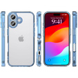 Case for iPhone 17, with camera cover, transparent with blue sides
