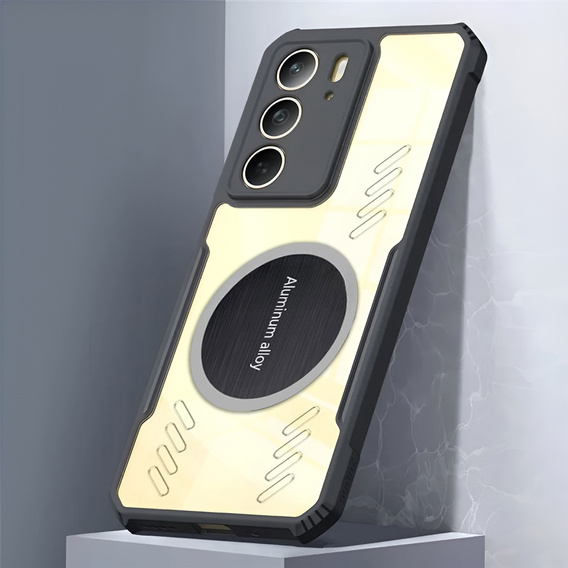 Case for Realme 14X / Realme C75, with magnetic sheet, transparent / black