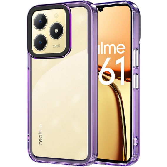 Case for Realme C61, Fusion Hybrid, transparent / purple