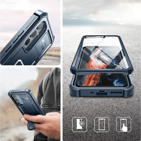 Armored case for Samsung Galaxy A34 5G, Dexnor Full Body (Two Frames), blue