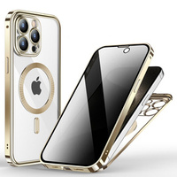 Case for iPhone 15 Pro Max, Privacy Dual Glass, for MagSafe, gold