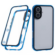 Case for iPhone 16, Magnetic Dual Glass, blue
