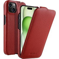 MELKCO flip case for iPhone 15, leather, flip, red