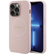 GUESS Case for iPhone 14 Pro, Saffiano MagSafe, pink