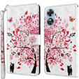 Flip case for Oppo A17, Wallet Light Spots Decor, tree, white