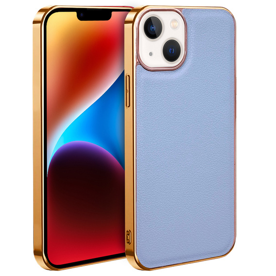 Case for iPhone 14 Plus, Cowhide Leather, blue