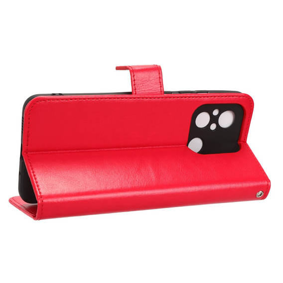 Flip case for Xiaomi Redmi 12C, Crazy Horse Wallet, red
