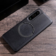 Case for Sony Xperia 1 V, Leather Hybrid MagSafe, black