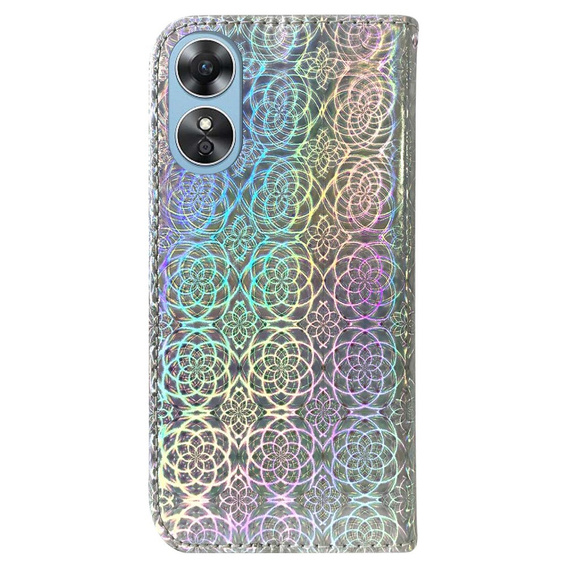 Flip case for Oppo A17, Wallet mandala, grey