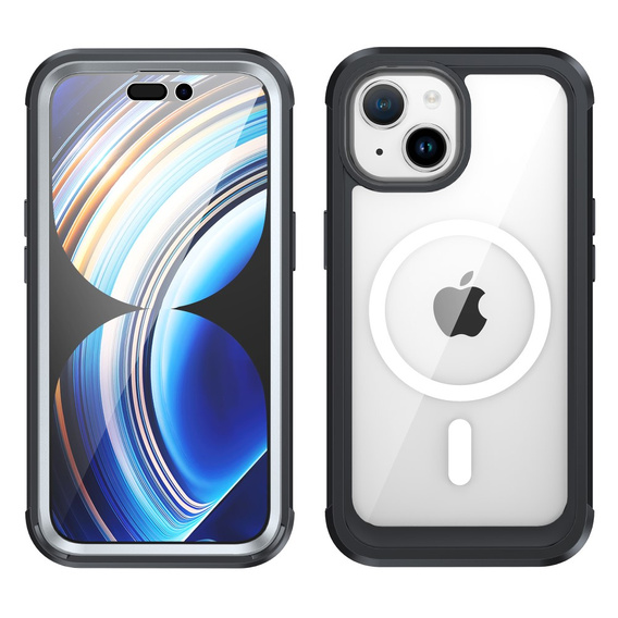Case for iPhone 15, Armor Full Protect 360° to MagSafe, screen glass, black