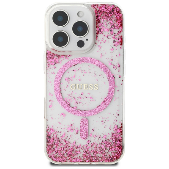 GUESS Resin Bottom Glitter MagSafe Case for iPhone 16 Pro Max
