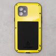 Love Mei Case for iPhone 12, armored with glass, yellow
