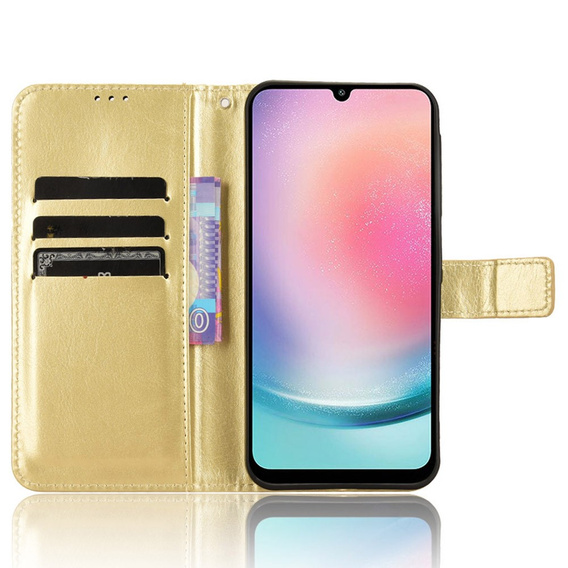 Flip case for Samsung Galaxy M55 5G, Crazy Horse Wallet, gold