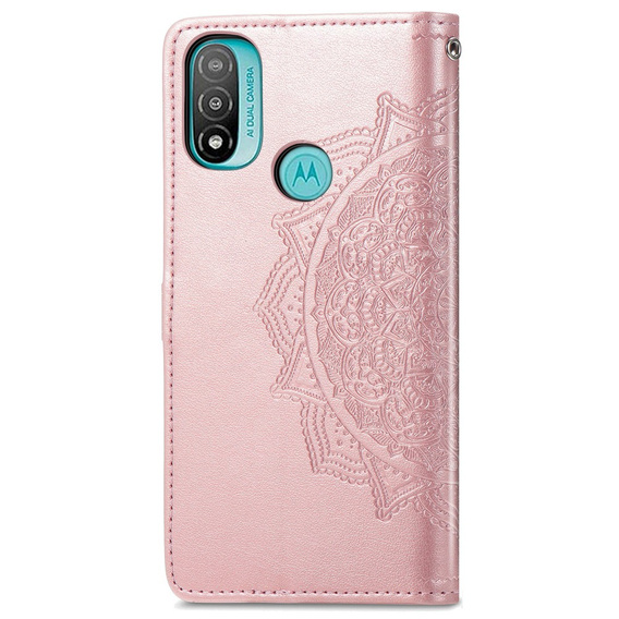 Flip case for Motorola Moto E20/E30/E40, Mandala, pink rose gold