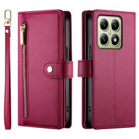 Flip case for Xiaomi 14T, Wallet Zipper Pocket, red