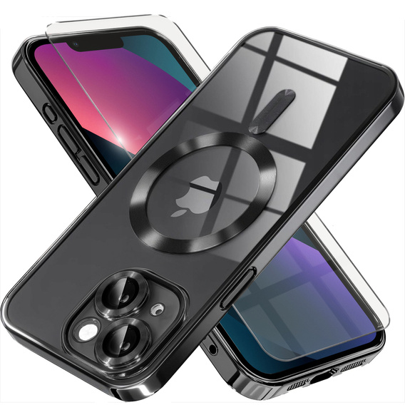 Case for iPhone 13, Electro MagSafe, black + Screen Glass