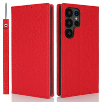 Flip case for Samsung Galaxy S25 Ultra, Litchi Skin Grain, red