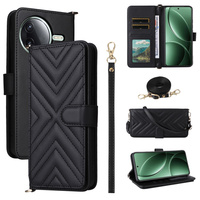 Crossbody Leather Wallet flip case for Xiaomi Poco F7 Pro, black