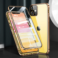 Case for iPhone 12, Magnetic Dual Glass, gold