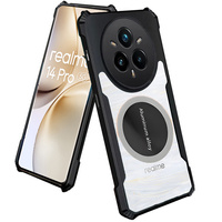 Case for Realme 14 Pro+ 5G, with magnetic sheet, transparent / black