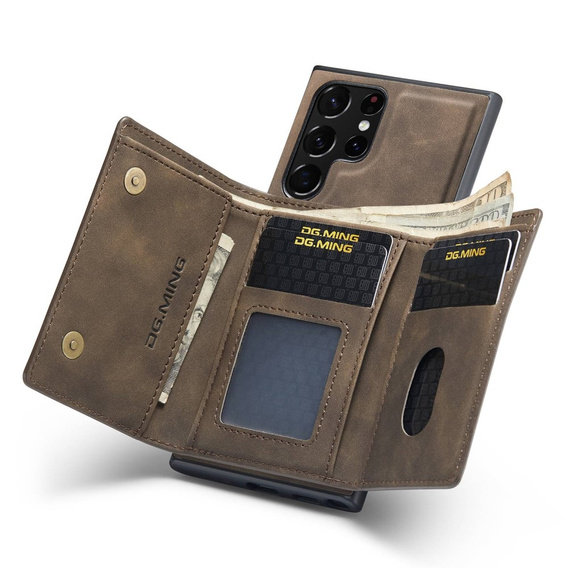 Case for Samsung Galaxy S23 Ultra, DG.MING 2in1, brown