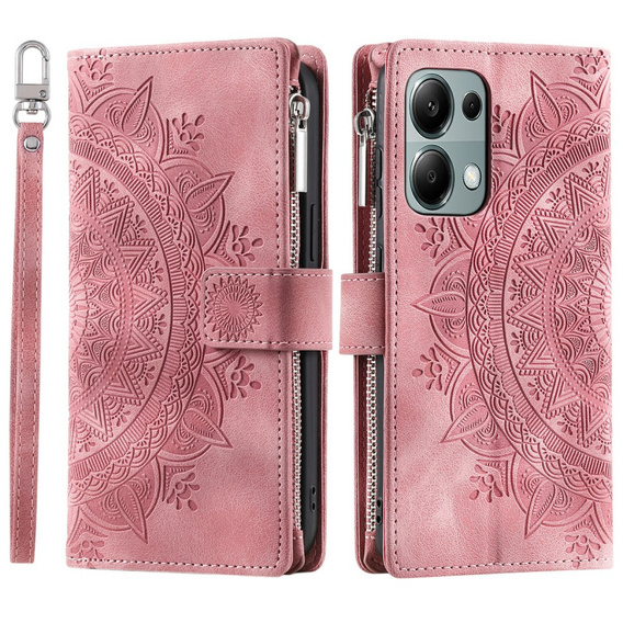 Flip case for Xiaomi Redmi Note 13 Pro 4G / Xiaomi Redmi Note 14S / Xiaomi Poco M6 Pro 4G, Mandala, pink rose gold