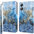 Flip case for Oppo A17, Wallet, Marble blue