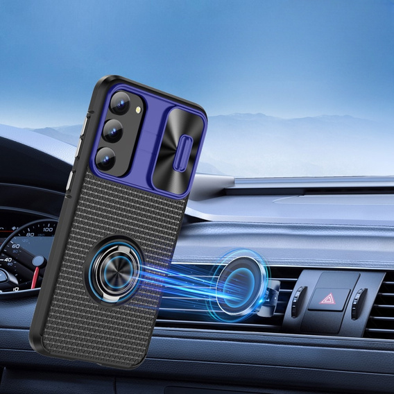 Case for Samsung Galaxy S23, Camera Slide Ring, black / blue