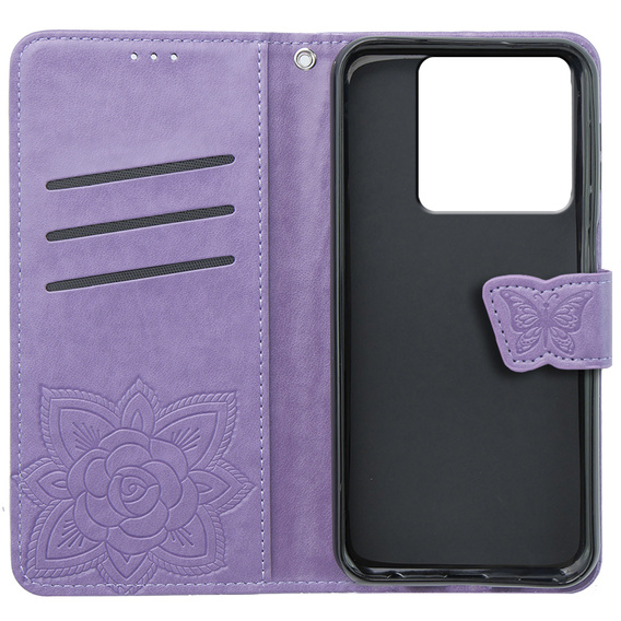 Flip case for Xiaomi Poco X6 5G, Butterfly, purple