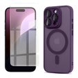 Case for iPhone 16 Pro Max, for MagSafe, ERBORD Matt Case, dark purple + Screen Glass