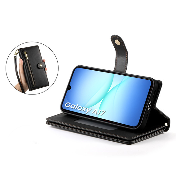 Wallet Zipper Pocket flip case for Samsung Galaxy A17 5G, Wallet Zipper Pocket, black