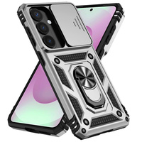 Armoured case with stand and lens cover for Samsung Galaxy S26, silver