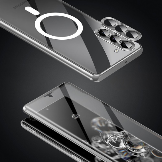 Magnetic Dual Glass MagSafe case for Samsung Galaxy S24, silver
