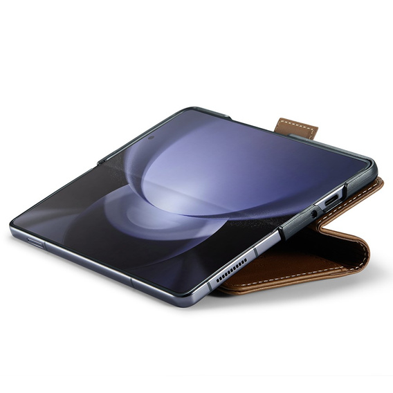 CASEME flip case for Samsung Galaxy Z Fold6 5G, Litchi Wallet, brown