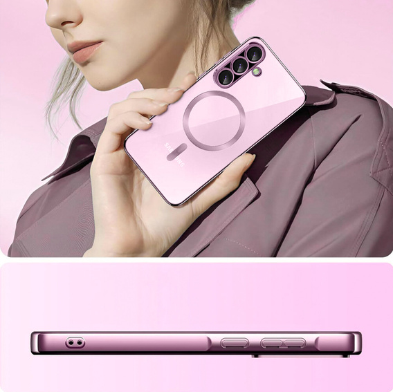 Case for Samsung Galaxy A17 5G, Electro MagSafe, transparent with pink sides