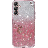 Case for Samsung Galaxy S24+ Plus, Glitter Flower, pink rose gold